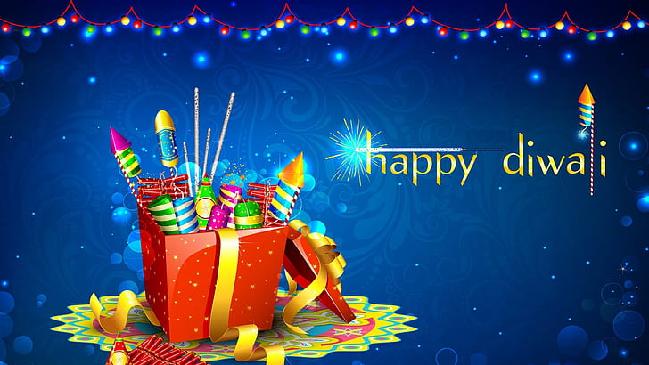 Vackra Happy Diwali Fireworks Wishes Desktop Hd Wallpaper för mobiltelefoner Tablet och Pc 2560 × 1440, HD tapet
