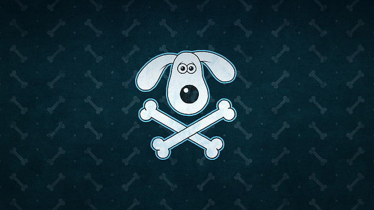 puppy and bone illustration, humor, Wallace & Gromit, Gromit, artwork, bones, dog, cartoon, HD wallpaper