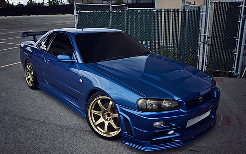 Nissan, Skyline, Nissan Skyline GT-R R34, GT-R, JDM, Japan, Stanceworks, StanceNation, blaue Autos, HD-Hintergrundbild HD wallpaper