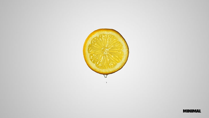 yellow lime, fruit, minimalism, techno, Tatof, HD wallpaper