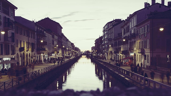 bangunan, fotografi, Milan, Italia, kanal, Wallpaper HD