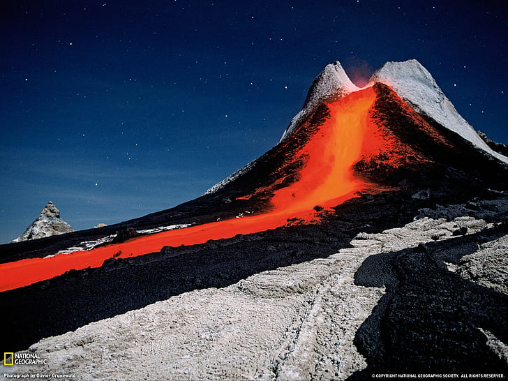 ثوران بركان حمم بركانية عالية الدقة ، بركان مع حمم ، طبيعة ، بركان ، حمم بركانية ، ثوران، خلفية HD
