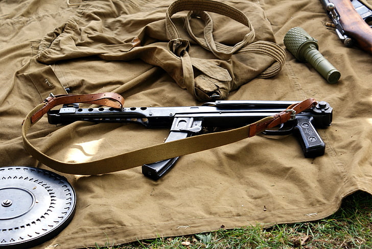 черный пистолет-пулемет, система, пистолет, 62 мм, PPS-42/43, Болт-носитель наклона, HD обои