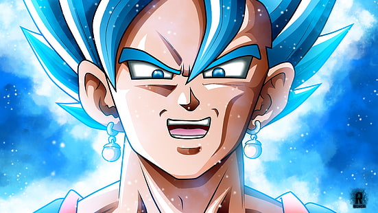 Ilustración del dios Son Goku Super Saiyan, Dragon Ball Super, Super Saiyajin Blue, Super Saiyan Blue, Vegetto, Dragon Ball, Fondo de pantalla HD HD wallpaper