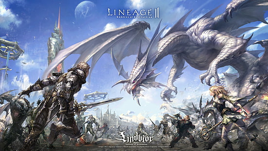 Lineage 2 Game, Lineage 2, l2, la2, lineage, линия, Goddess of Destruction, игра, дракон, Lindvior, Lindvor, человек, эльф, карлик, HD обои HD wallpaper