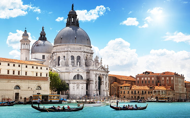 Venecia, Italia, paisaje urbano, góndolas, agua, Fondo de pantalla HD