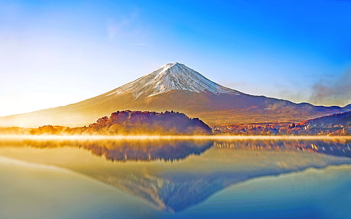 日本、河口湖、富士山、4K、 HDデスクトップの壁紙 HD wallpaper
