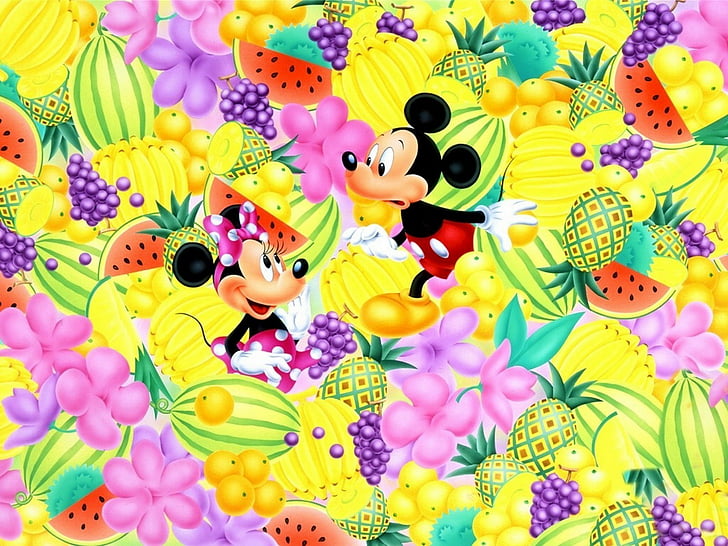 Cartoons Company Disney Fruits Mickey Minnie Mouse Hd Wallpaper Wallpaperbetter
