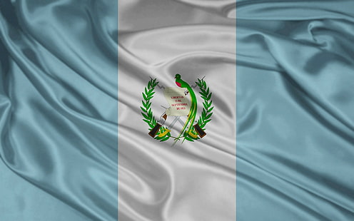Flagge, Symbole, Farben, Materialien, Seide, Pflanzen, Zweige, Guatemala, HD-Hintergrundbild HD wallpaper