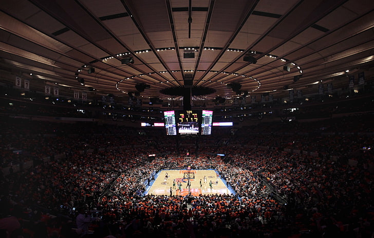 バスケットボールスタジアム、NBA、バスケットボール、ニューヨークシティ、ニューヨークニックス、ボストン、ボストンセルティックス、スポーツ、バスケットボールコート、 HDデスクトップの壁紙