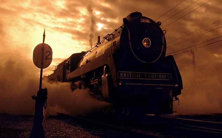 tren, vintage, locomotora de vapor, cables, señal, fotografía, vehículo, Fondo de pantalla HD