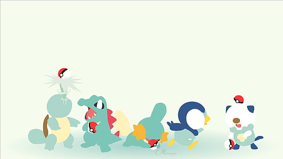 Pokémon, Mudkip (Pokémon), Oshawott (Pokémon), Piplup (Pokémon), Squirtle (Pokémon), Totodile (Pokémon), Fond d'écran HD HD wallpaper