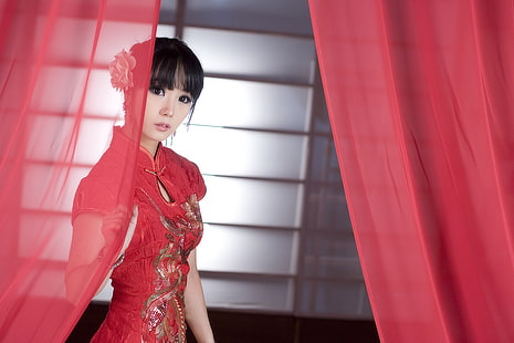 Cheongsam, китайска рокля, азиатски, жени, модел, корейски, qipao, Im Soo Yeon, HD тапет HD wallpaper