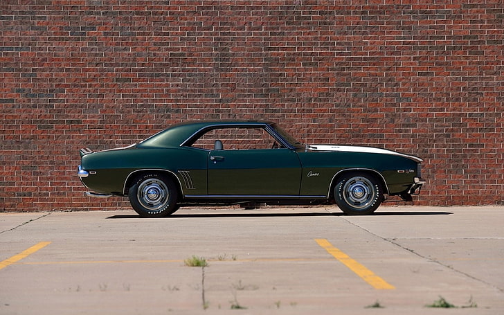 1969, camaro, cars, chevrolet, fathom, green, z28, HD wallpaper
