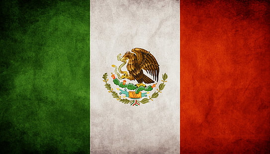 brun örn tryck flagga, flaggor, flagga av Mexiko, HD tapet HD wallpaper