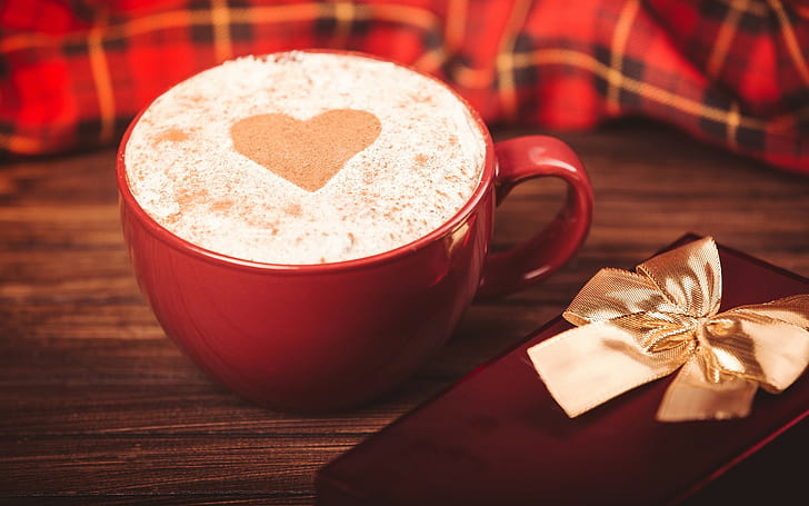 อาหารโคลสอัพกาแฟหัวใจพื้นผิวไม้ของขวัญ, วอลล์เปเปอร์ HD