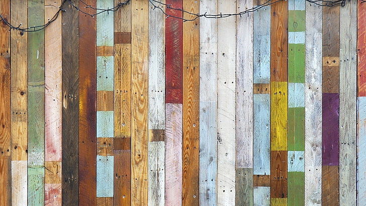 деревянный забор различного цвета, текстура, дерево, HD обои
