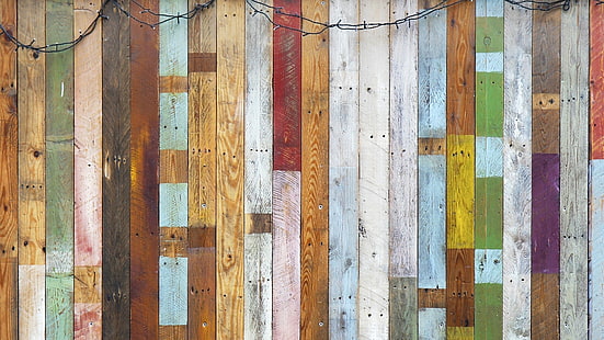 assorted-color wooden fence, texture, wood, HD wallpaper HD wallpaper