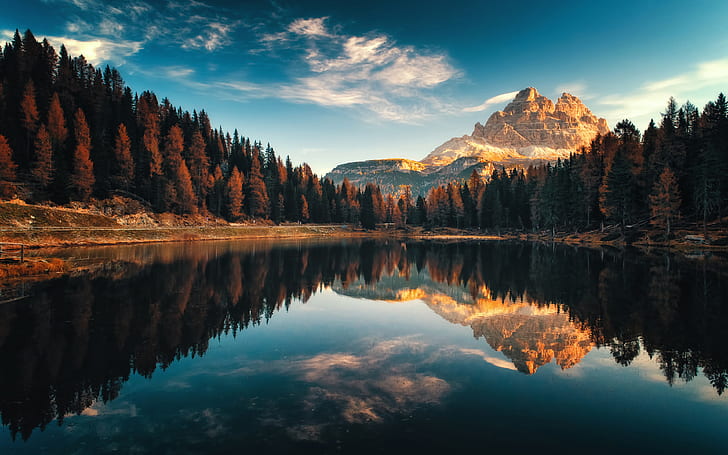 Dolomiti Italy Autumn Lago Antorno Landscape Photography Desktop Hd Wallpaper För Pc-surfplatta och mobil 3840 × 2400, HD tapet