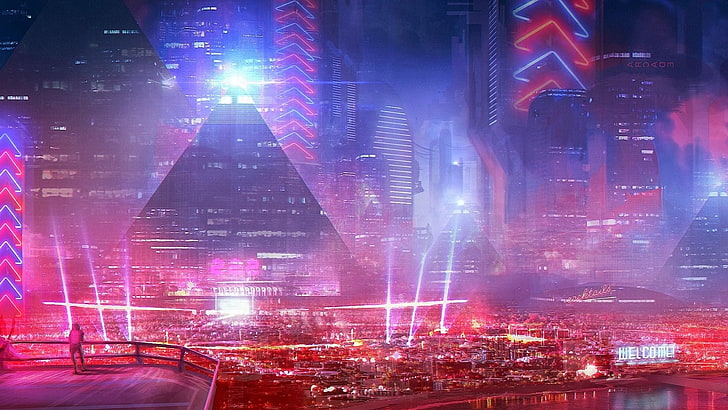 futurystyczne miasto, futurystyczny, pejzaż, science fiction, Tapety HD