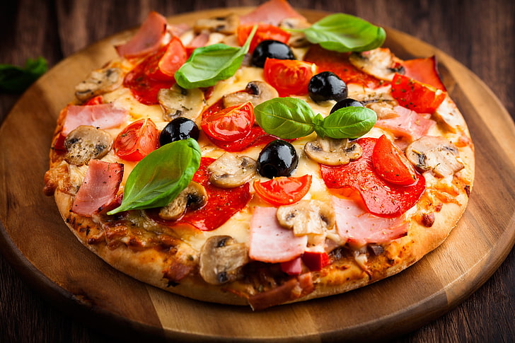 بيتزا بيبروني، طعام، ايطاليا، بيتزا، خلفية HD