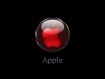 赤いアップルのロゴ、アップルのロゴ、コンピューター、アップル、赤、ロゴ、 HDデスクトップの壁紙 HD wallpaper