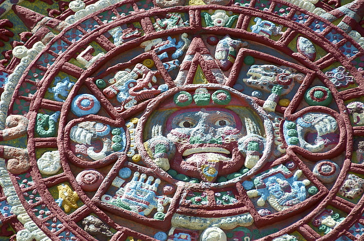 pattern, round, the Aztecs, calendar, Shem, HD wallpaper