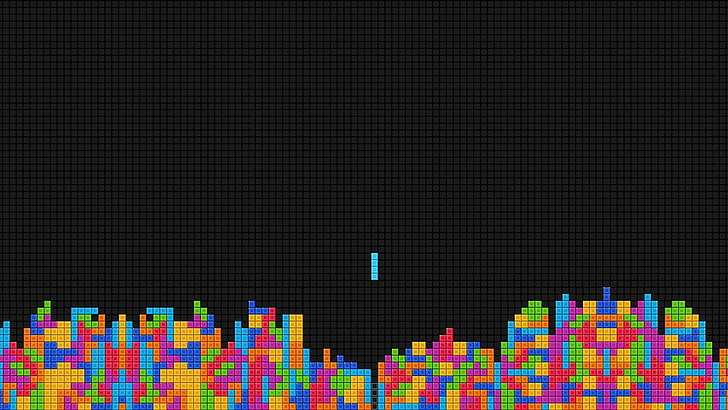 tetris game application, Tetris, video games, black, digital art, drawing, colorful, HD wallpaper