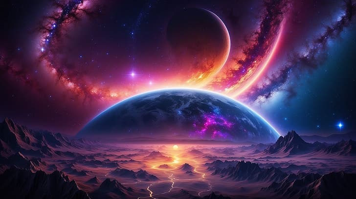 space, universe, nebula, Cosmos (flower), Planet Europa, galaxy, Earth, 4K, Cosmic eye, HD wallpaper