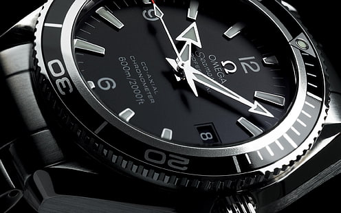 Wallpaper jam tangan merek Omega-Fashion .., arloji analog Omega berwarna perak dengan tautan, Wallpaper HD HD wallpaper