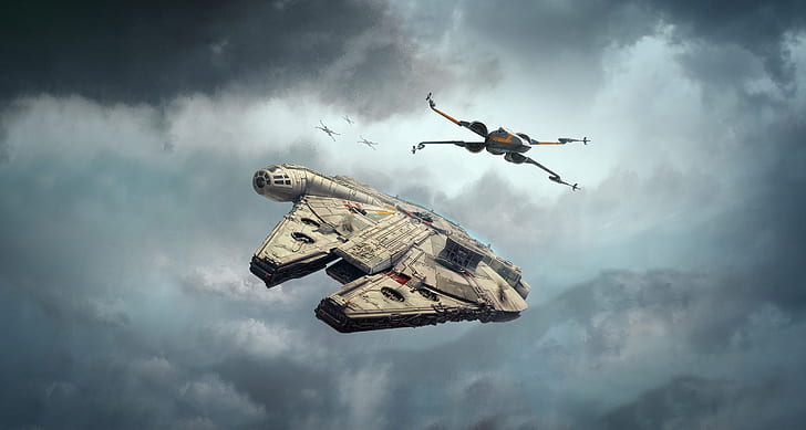 Star Wars, Millennium Falcon, X-Wing, HD-Hintergrundbild