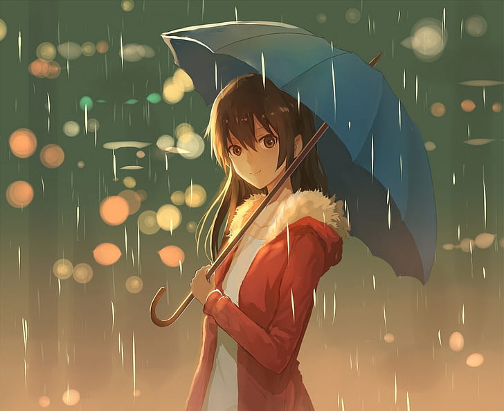 Niña, día lluvioso, paraguas, Anime, Fondo de pantalla HD | Wallpaperbetter