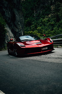 röd Ferrari LaFerrari, laferrari, ferrari f70, sportbil, rörelse, HD tapet HD wallpaper