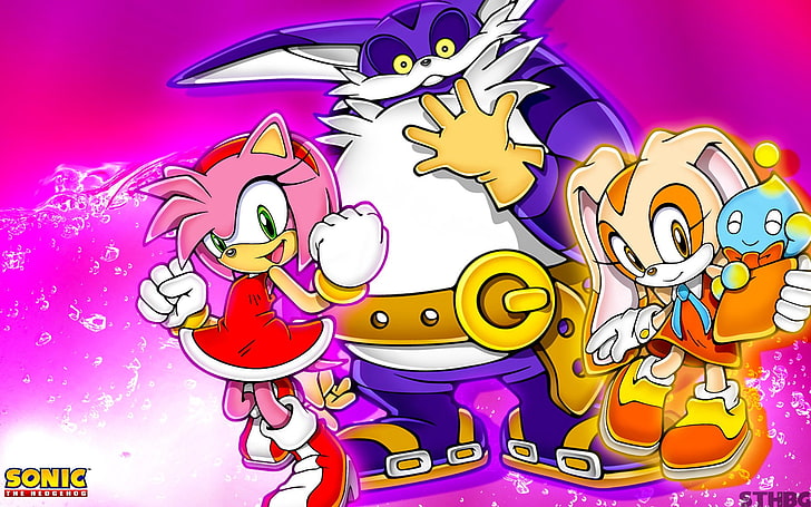 Sonic, Sonic Heroes, Amy Rose, Grand Le Chat, Fromage Le Chao, Crème Le Lapin, Fond d'écran HD