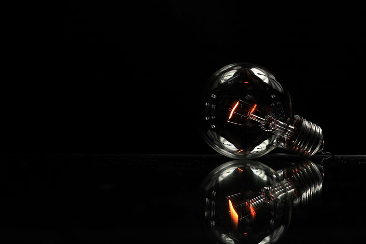 black, bulb, electricity, electronic, glass, idea, light, light bulb, reflection, vision, HD wallpaper