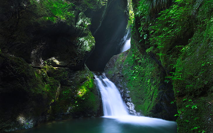 Cachoeira musgo rochas pedras floresta da selva HD, natureza, floresta, rochas, pedras, cachoeira, musgo, selva, HD papel de parede