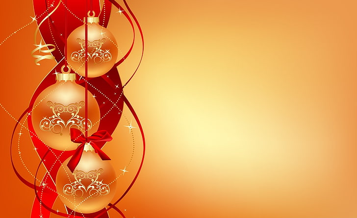 Selamat Natal 15, ilustrasi emas pernak-pernik, Liburan, Natal, Selamat, Wallpaper HD