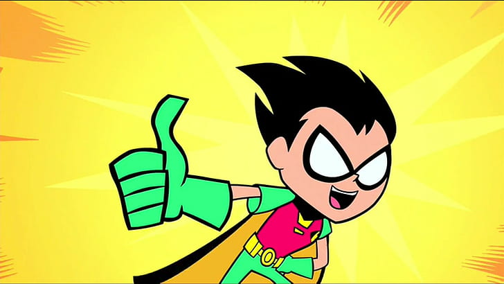 Robin (character), Teen Titans, cartoon, yellow background, HD wallpaper