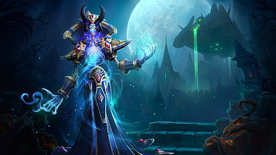 Kel'Thuzad ، Warcraft ، ألعاب الفيديو ، الهيكل العظمي ، World of Warcraft ، أبطال العاصفة ، الفن الرقمي، خلفية HD HD wallpaper
