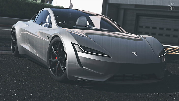 GTA 5, carro elétrico, 2020 carros, 4K, Tesla Roadster, HD papel de parede