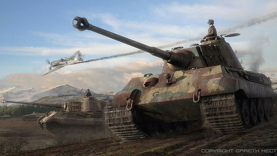 Tiger Ii's, серо-коричнево-бежевый камуфляж, военный танк, тигр, танк, танки, машины, HD обои HD wallpaper