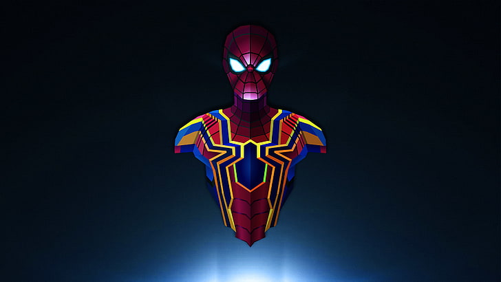Spiderman, poli baja, minimalismo, minimalista, superhéroes, hd, artista, obra de arte, arte digital, comportamiento, Fondo de pantalla HD
