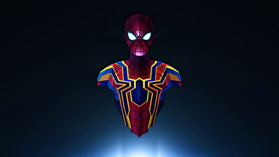 Spiderman, poli baja, minimalismo, minimalista, superhéroes, hd, artista, obra de arte, arte digital, comportamiento, Fondo de pantalla HD HD wallpaper