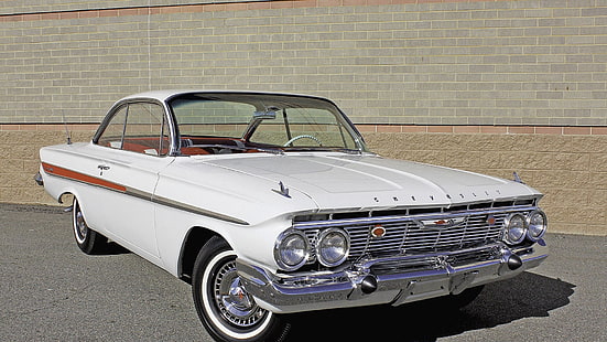 klassisches weißes Coupé, Chevrolet, Auto, Oldtimer, Chevrolet Impala, HD-Hintergrundbild HD wallpaper