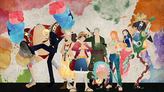 One Piece Staw Hat Piraten digitale Tapete, One Piece, Affe D. Ruffy, Sanji, Lysop, Roronoa Zoro, Tony Tony Chopper, Nami, Nico Robin, Brook, HD-Hintergrundbild HD wallpaper