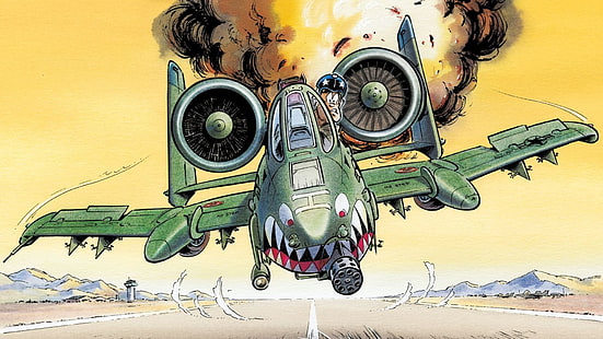 postać, humor, pilot, atak, pas startowy, USAF, Republika, A-10 Thunderbolt II, guziec, lotnisko, Tapety HD HD wallpaper