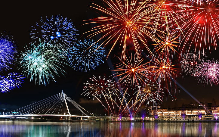 Feuerwerk, Neujahr, Feuerwerk, Stadtbild, HD-Hintergrundbild