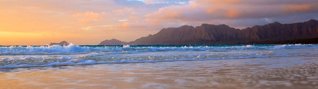 cuerpo de agua, paisaje, mar, pantalla múltiple, olas, Fondo de pantalla HD HD wallpaper