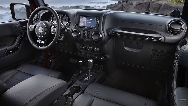 Jeep Wrangler, кола, превозно средство, интериор на автомобил, Jeep, HD тапет