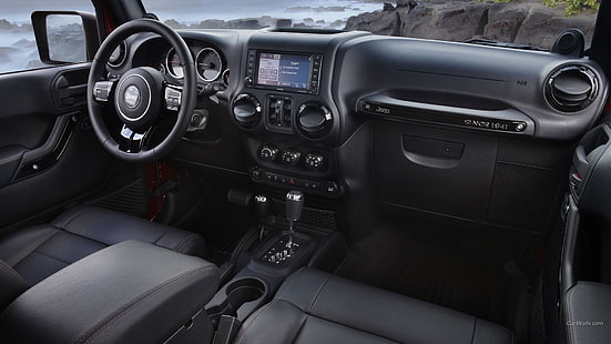 Jeep Wrangler, автомобиль, средство передвижения, салон автомобиля, джип, HD обои HD wallpaper